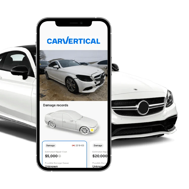 Auto ja carVerticali aruanne telefonis
